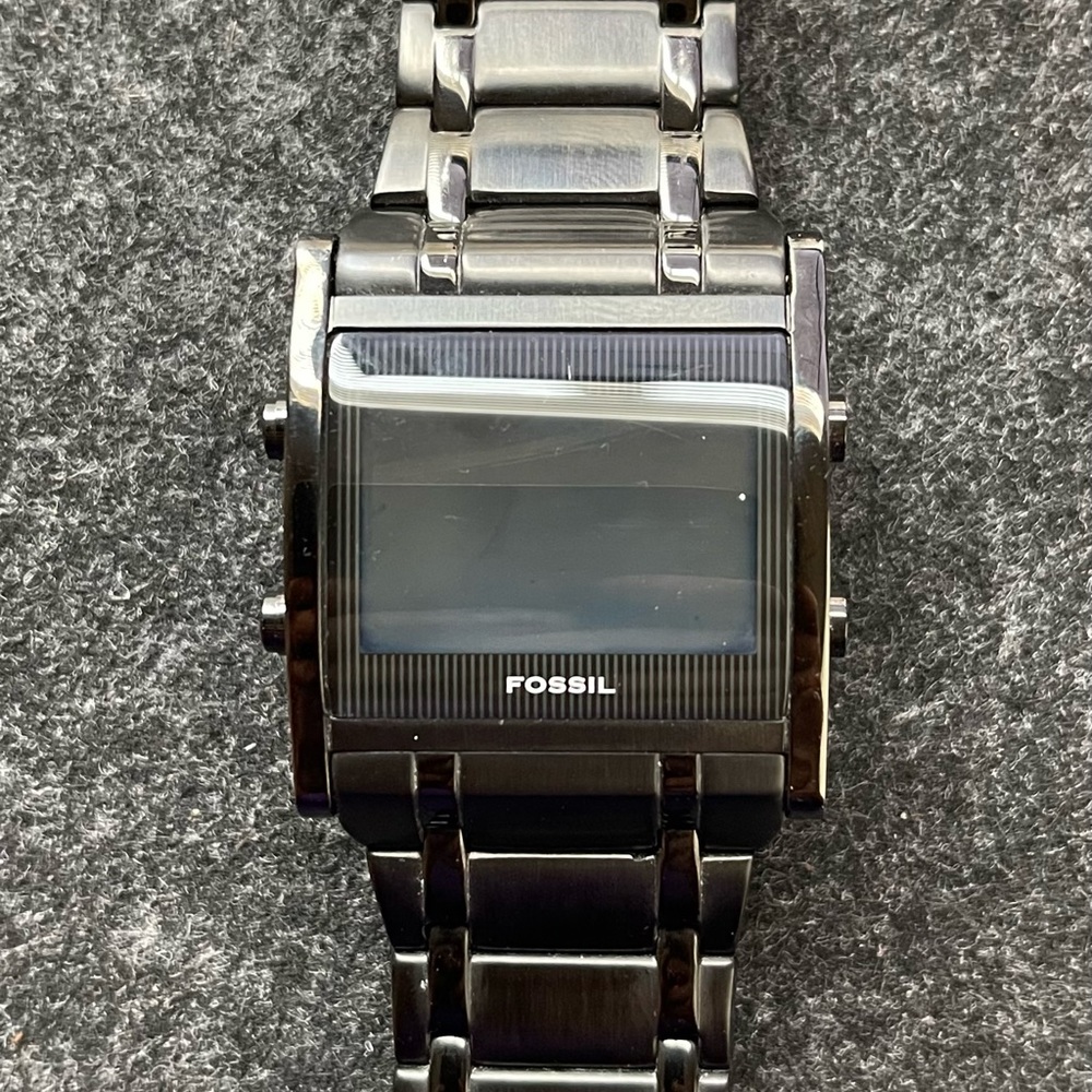 Mens black digital fossil watch